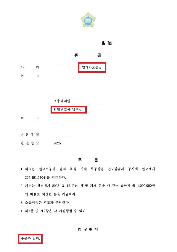251023 [임대차보증금, 전부승소] 김혁주.jpg